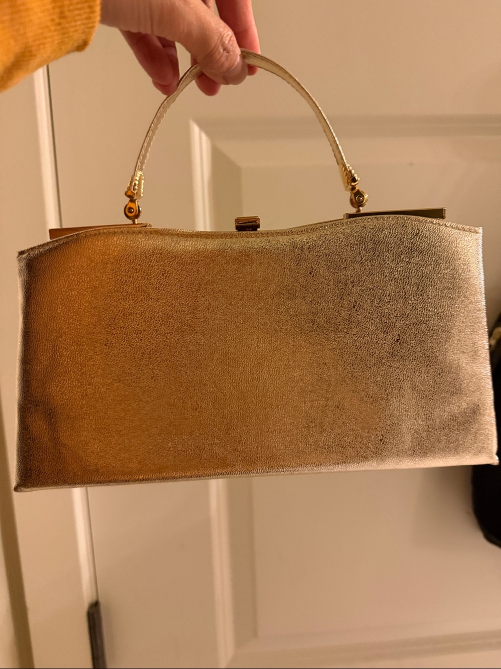 Vintage Cordé Gold Metallic Top-Handle Women's Bag